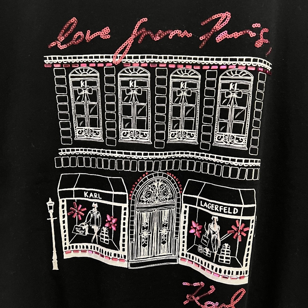 NWT Karl Lagerfeld Womens Short Sleeve Soft Paris Logo T-shirt